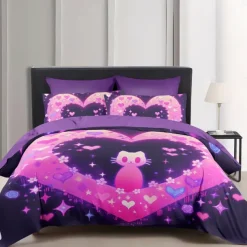 Designer Cat Heart Pet Portrait Pattern Duvet Cover Set Comforter Set Soft 3-Piece Luxury Cotton Bedding Set Home Decor Gift King Queen Duvet Cover