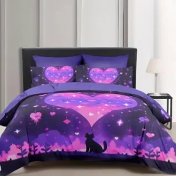 Designer Cat Heart Pet Portrait Pattern Duvet Cover Set Comforter Set Soft 3-Piece Luxury Cotton Bedding Set Home Decor Gift King Queen Duvet Cover