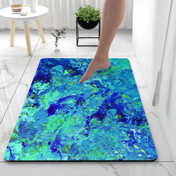 Diatomaceous Earth Bath Mat Non-slip Marble Pattern Super Absorbent Bathroom Rug Door Mat New Design