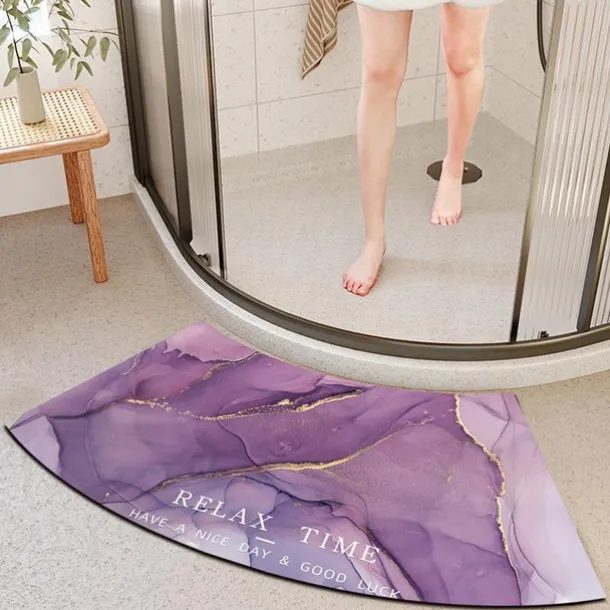 Diatomaceous Earth Bath Mat Non-slip Arcute Marble Pattern Super Absorbent Toilet Door Quick-Drying Foot Mat Entry Door Mat Non-Slip Mat