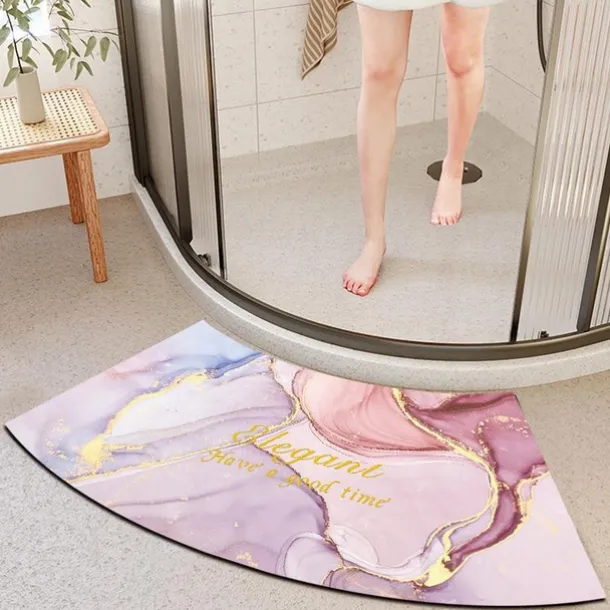 Diatomaceous Earth Bath Mat Non-slip Arcute Marble Pattern Super Absorbent Toilet Door Quick-Drying Foot Mat Entry Door Mat Non-Slip Mat