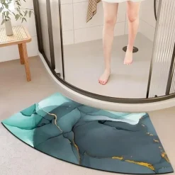 Diatomaceous Earth Bath Mat Non-slip Arcute Marble Pattern Super Absorbent Toilet Door Quick-Drying Foot Mat Entry Door Mat Non-Slip Mat