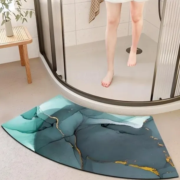 Diatomaceous Earth Bath Mat Non-slip Arcute Marble Pattern Super Absorbent Toilet Door Quick-Drying Foot Mat Entry Door Mat Non-Slip Mat