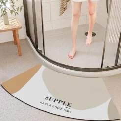 Diatomaceous Earth Bath Mat Non-slip Arcute Marble Pattern Super Absorbent Toilet Door Quick-Drying Foot Mat Entry Door Mat Non-Slip Mat