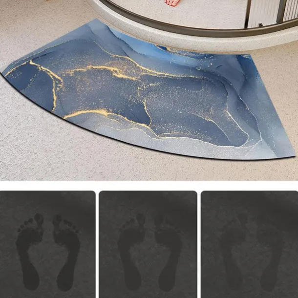 Diatomaceous Earth Bath Mat Non-slip Arcute Marble Pattern Super Absorbent Toilet Door Quick-Drying Foot Mat Entry Door Mat Non-Slip Mat