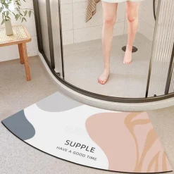 Diatomaceous Earth Bath Mat Non-slip Arcute Marble Pattern Super Absorbent Toilet Door Quick-Drying Foot Mat Entry Door Mat Non-Slip Mat