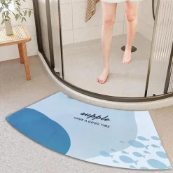 Diatomaceous Earth Bath Mat Non-slip Arcute Marble Pattern Super Absorbent Toilet Door Quick-Drying Foot Mat Entry Door Mat Non-Slip Mat