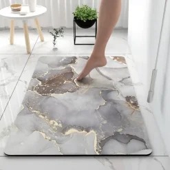 Diatomaceous Earth Bath Mat Non-slip Super Absorbent Toilet Door Quick-Drying Foot Mat Entry Door Mat Non-Slip Mat