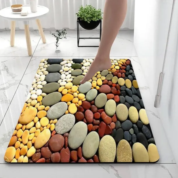 Diatomaceous Earth Bath Mat Smooth Stone Super Absorbent Bathroom Rug Door Mat New Design