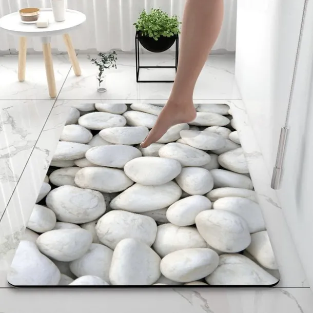Diatomaceous Earth Bath Mat Smooth Stone Super Absorbent Bathroom Rug Door Mat New Design