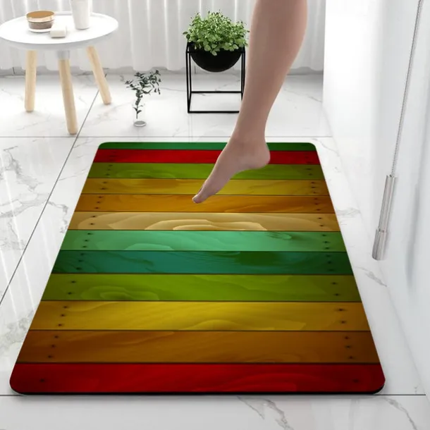 Diatomaceous Earth Bath Mat Color Stripe Pattern Super Absorbent Bathroom Rug Door Mat New Design