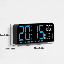 Digital Alarm Clock Adjustable Brightness Wall Clock Desk Clock with Temperature Display for Office Living Room Shelf