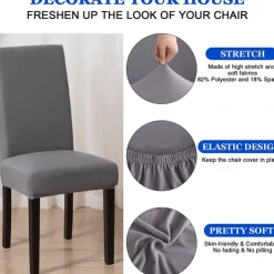 Dining Chair Cover Burgundy Stretch Chair Seat Slipcover Elastic Chair Protector For Dining Party Hotel Wedding Soft Washable