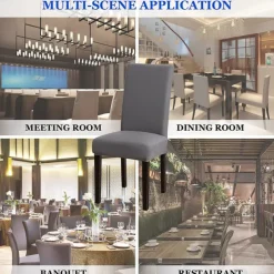 Dining Chair Cover Burgundy Stretch Chair Seat Slipcover Elastic Chair Protector For Dining Party Hotel Wedding Soft Washable