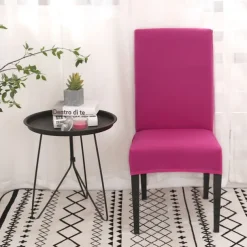 Dining Chair Cover Burgundy Stretch Chair Seat Slipcover Elastic Chair Protector For Dining Party Hotel Wedding Soft Washable