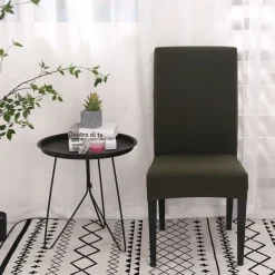 Dining Chair Cover Burgundy Stretch Chair Seat Slipcover Elastic Chair Protector For Dining Party Hotel Wedding Soft Washable