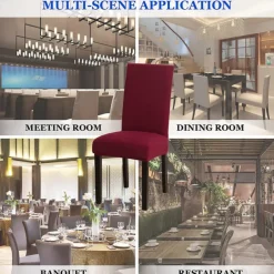 Dining Chair Cover Burgundy Stretch Chair Seat Slipcover Elastic Chair Protector For Dining Party Hotel Wedding Soft Washable