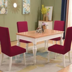 Dining Chair Cover Burgundy Stretch Chair Seat Slipcover Elastic Chair Protector For Dining Party Hotel Wedding Soft Washable