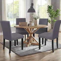 Dining Chair Cover Burgundy Stretch Chair Seat Slipcover Elastic Chair Protector For Dining Party Hotel Wedding Soft Washable