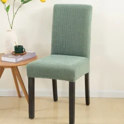 Dining Chair Cover Burgundy Farmhouse Stretch Chair Seat Slipcover Spandex Washable Cover Kitchen Protector for Dining Room Wedding Ceremony Durable