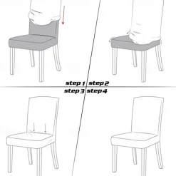 Dining Chair Cover Burgundy Farmhouse Stretch Chair Seat Slipcover Spandex Washable Cover Kitchen Protector for Dining Room Wedding Ceremony Durable