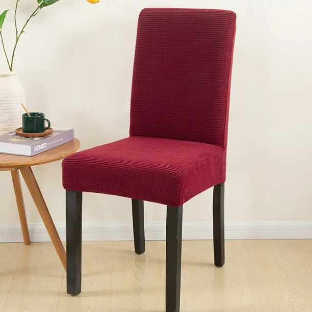 Dining Chair Cover Burgundy Farmhouse Stretch Chair Seat Slipcover Spandex Washable Cover Kitchen Protector for Dining Room Wedding Ceremony Durable