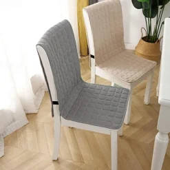 Dining Chair Cover Chair Seat Cushion Pad Slipcover High Back Dining Chair Cover Non-Slip with Ties Thick Durable and Washable Pads for Dining Room, Office, Kitchen 1PC