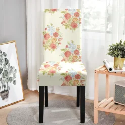 Dining Chair Cover High Back Dining Chair Cover Stool Chair Cover Geometric Printed Polyester Slipcovers