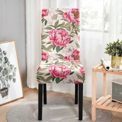 Dining Chair Cover High Back Dining Chair Cover Stool Chair Cover Geometric Printed Polyester Slipcovers