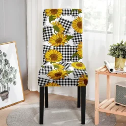 Dining Chair Cover High Back Dining Chair Cover Stool Chair Cover Geometric Printed Polyester Slipcovers