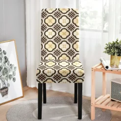 Dining Chair Cover High Back Dining Chair Cover Stool Chair Cover Geometric Printed Polyester Slipcovers