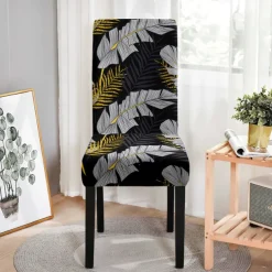 Dining Chair Cover High Back Dining Chair Cover Stool Chair Cover Geometric Printed Polyester Slipcovers