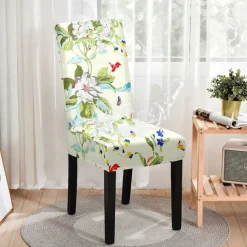 Dining Chair Cover Stool Chair Cover Geometric Printed Polyester Slipcovers