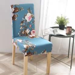 Dining Chair Cover Stretch Chair Seat Slipcover Soft Floral Flower Pattern Durable Washable Furniture Protector For Dining Room Party