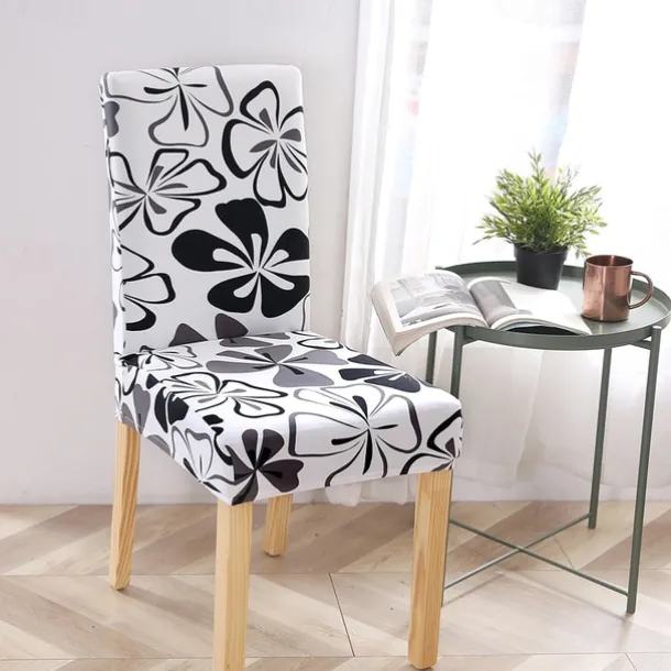 Dining Chair Cover Stretch Chair Seat Slipcover Soft Floral Flower Pattern Durable Washable Furniture Protector For Dining Room Party