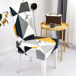 Dining Chair Cover Stretch Chair Seat Slipcover Soft Floral Flower Pattern Durable Washable Furniture Protector For Dining Room Party
