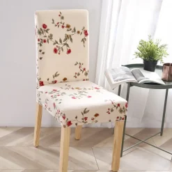 Dining Chair Cover Stretch Chair Seat Slipcover Soft Floral Flower Pattern Durable Washable Furniture Protector For Dining Room Party