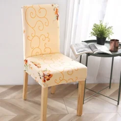Dining Chair Cover Stretch Chair Seat Slipcover Soft Floral Flower Pattern Durable Washable Furniture Protector For Dining Room Party
