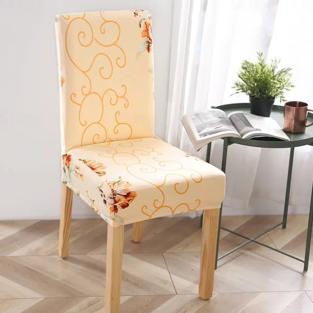 Dining Chair Cover Stretch Chair Seat Slipcover Soft Floral Flower Pattern Durable Washable Furniture Protector For Dining Room Party