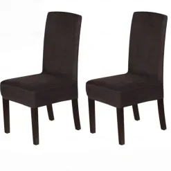 Dining Chair Cover Stretch Chair Seat Slipcover Velvet Soft Plain Solid Color Durable Washable Furniture Protector For Dining Room Party