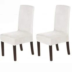 Dining Chair Cover Stretch Chair Seat Slipcover Velvet Soft Plain Solid Color Durable Washable Furniture Protector For Dining Room Party