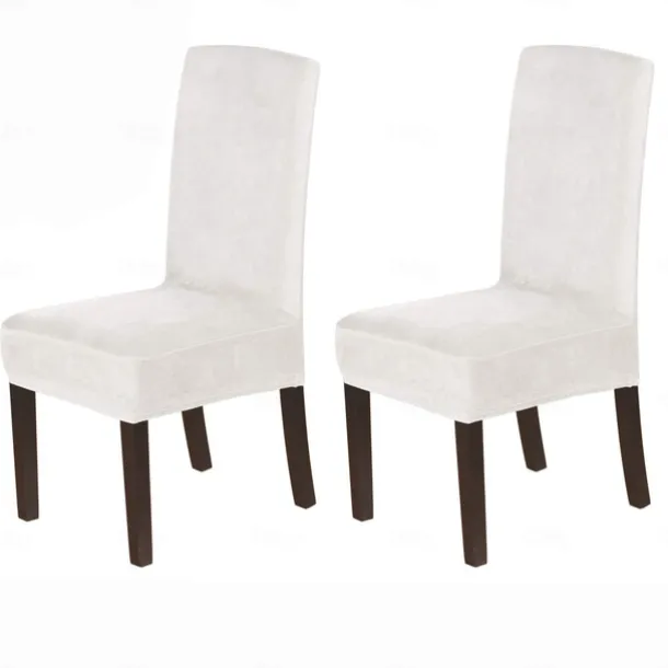 Dining Chair Cover Stretch Chair Seat Slipcover Velvet Soft Plain Solid Color Durable Washable Furniture Protector For Dining Room Party