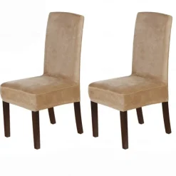 Dining Chair Cover Stretch Chair Seat Slipcover Velvet Soft Plain Solid Color Durable Washable Furniture Protector For Dining Room Party