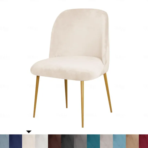 Dining Chair Cover Stretch Velvet Upholstered Side Dining Chair Cover Slipcover Burgundy Red Curved Back Mid Century Accent Dining Chair Covers for Kitchen Living Room