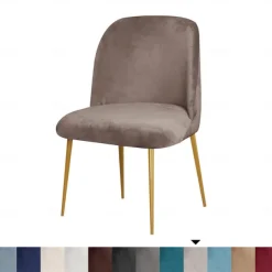 Dining Chair Cover Stretch Velvet Upholstered Side Dining Chair Cover Slipcover Burgundy Red Curved Back Mid Century Accent Dining Chair Covers for Kitchen Living Room