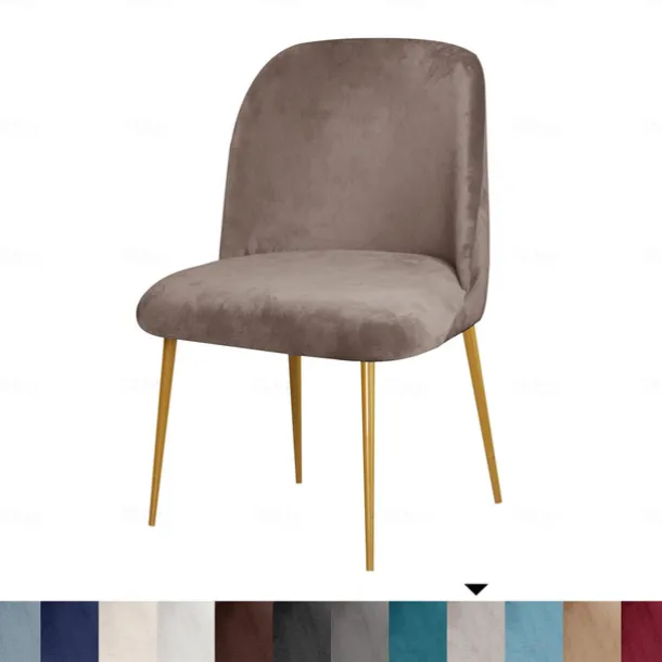 Dining Chair Cover Stretch Velvet Upholstered Side Dining Chair Cover Slipcover Burgundy Red Curved Back Mid Century Accent Dining Chair Covers for Kitchen Living Room