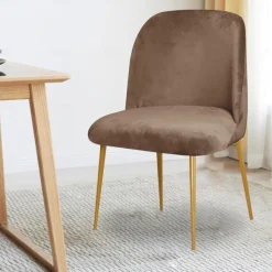 Dining Chair Cover Stretch Velvet Upholstered Side Dining Chair Cover Slipcover Burgundy Red Curved Back Mid Century Accent Dining Chair Covers for Kitchen Living Room