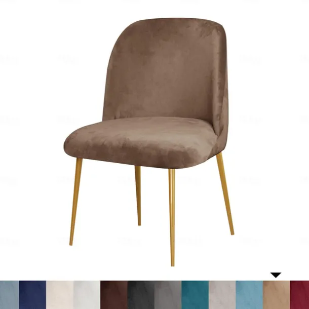 Dining Chair Cover Stretch Velvet Upholstered Side Dining Chair Cover Slipcover Burgundy Red Curved Back Mid Century Accent Dining Chair Covers for Kitchen Living Room