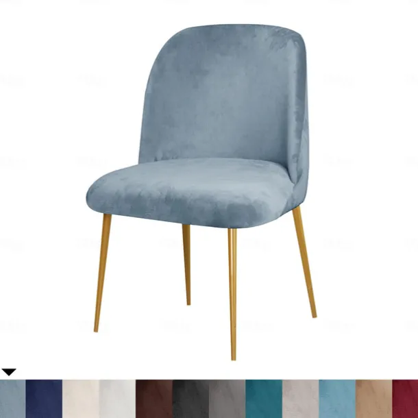 Dining Chair Cover Stretch Velvet Upholstered Side Dining Chair Cover Slipcover Burgundy Red Curved Back Mid Century Accent Dining Chair Covers for Kitchen Living Room