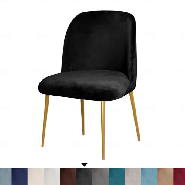 Dining Chair Cover Stretch Velvet Upholstered Side Dining Chair Cover Slipcover Burgundy Red Curved Back Mid Century Accent Dining Chair Covers for Kitchen Living Room